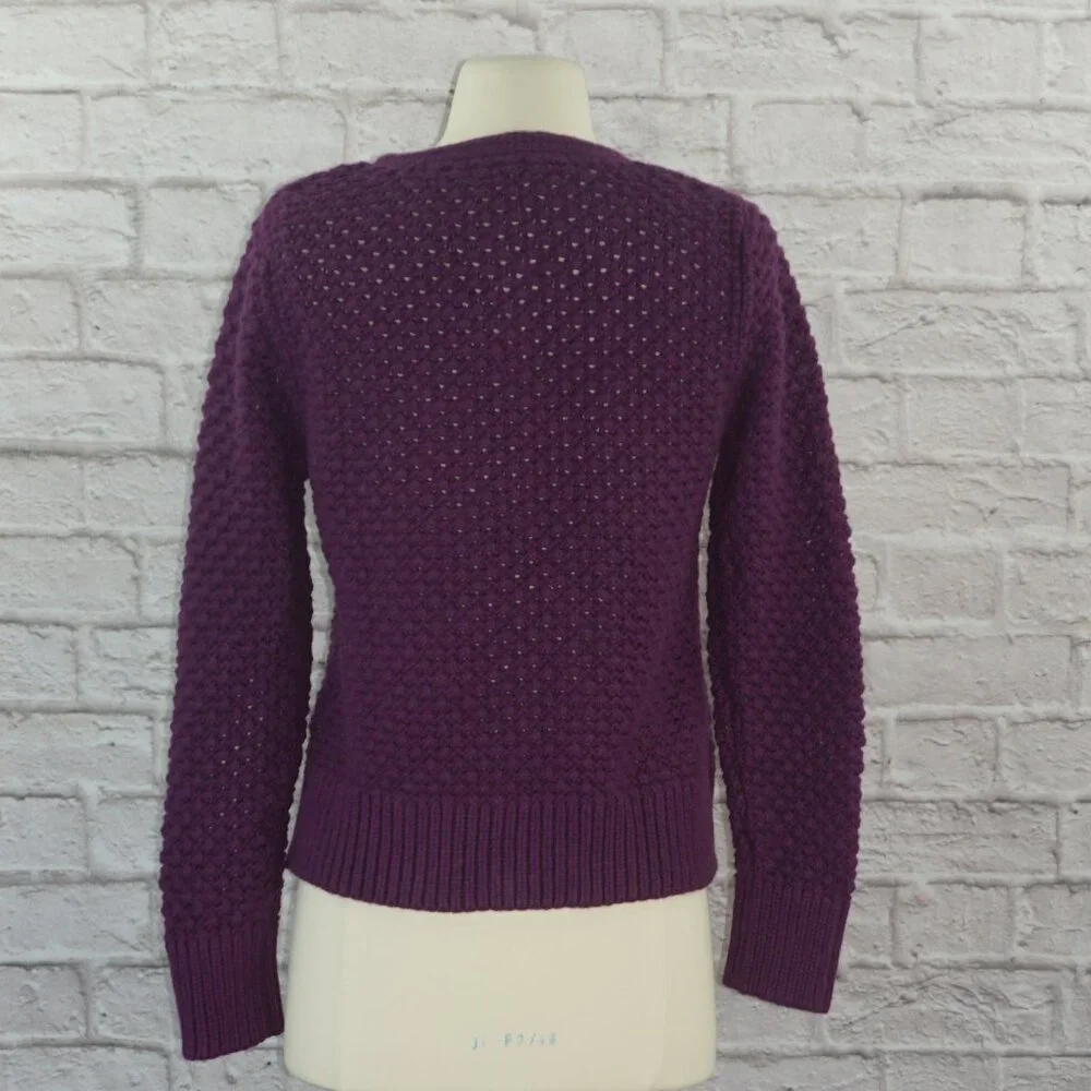 Vintage LL Bean Purple Wool Angora Knit Cardigan Sweater - Picture 4 of 8